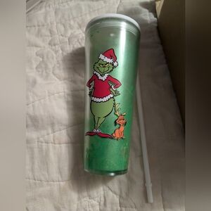 Green Grinch Tumbler with Straw